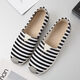 嫻妃老北京布鞋女春季新款一腳蹬懶人平底軟底單鞋透氣帆布鞋媽媽女士 黑白條紋 40