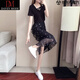DAVEY MODE套裝女兩件套2025年新款女士夏季衣服小個(gè)子洋氣減齡短袖t恤+半身 短袖上衣雪紡裙子【套裝】 L