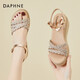 達(dá)芙妮（DAPHNE）七夕坡跟涼鞋女夏高跟夏季新款學(xué)生一字扣帶水鉆厚底夏天時尚羅馬 金色 跟高6cm 38 (240mm) 38標(biāo)準(zhǔn)碼