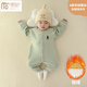 莫代爾德絨嬰兒連體衣服秋冬款寶寶內搭打底加絨保暖內衣嬰幼兒冬裝睡衣 淡灰綠【蠶絲羊絨 加絨連體衣】 73碼建議年齡6-9個(gè)月