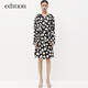 edition連衣裙女秋新款法式復古波點(diǎn)立裁收腰桑蠶絲襯衫裙 黑底白點(diǎn)色 M 165