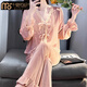 莫代爾金絲絨2025新款春秋款睡衣女冬季長(cháng)袖薄款國風(fēng)可外穿家居服套裝冬 粉色-9970 M (80-100斤)