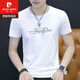 皮爾卡丹（pierre cardin）t恤男士短袖2024新款男裝冰絲上衣服夏裝體恤衫純棉半袖t血圓領(lǐng) Q640白色 XL 125-140斤