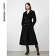 朗姿純羊毛軍旅風(fēng)收腰顯瘦氣質(zhì)高級呢子大衣修身毛呢外套冬季新款 黑色2 M