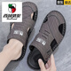 西域駱駝（VANCAMEL）真皮包頭洞洞涼鞋男2024夏季外穿沙灘兩用防滑開(kāi)車(chē)休閑涼拖鞋 灰色 42