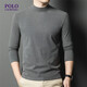 勞倫拉保羅高端品牌長(cháng)袖T恤男打底衫秋冬新半高領(lǐng)雙面德絨中青內搭保暖上衣 灰色 XL （建議135-155斤）