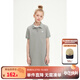 ELLE KIDS童裝 運(yùn)動POLO領(lǐng)刺繡連衣裙女兒童夏季新款撞色休閑裙子 灰綠色 165 (M)
