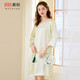 美標（MEIBIAO）商場(chǎng)同款新款七分袖真絲睡裙女春夏中國風(fēng)國潮重磅桑蠶絲綢家居服 嫩綠色 M (160/84A)