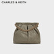 CHARLES&KEITH子母鏈條大容量流浪包托特包單肩斜挎包女包七夕禮物CK2-40671449 CK2-40671539Taupe灰褐色 L