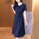 衣典零一（LEDIALYI）2025夏季女裝新款高端品牌中年真絲連衣裙女小個子桑蠶絲裙子夏天 藏青色 L