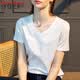 LOVER RUCCI2026年新款桑蠶絲短袖t恤女洋氣打底衫寬松絲光棉v領春夏上衣 白色【V 領】 XL 110~120斤
