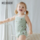 Milkbarn兒童套裝寶寶夏季純棉吊帶短褲女童洋氣時(shí)髦童裝 海岸之約 110 cm