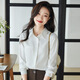 馬克印象 職業(yè)襯衣女長(cháng)袖春秋新款氣質(zhì)白領(lǐng)襯衫正裝小個(gè)子高級感打底衫女 YWZQ6201  白色 XL （適合110-120斤）