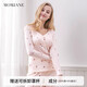 Mom Jane哺乳上衣秋衣打底衫孕婦春夏薄款月子服德絨喂奶免穿文胸保暖內(nèi)搭 粉印櫻桃（單上衣-透氣95%棉）可拆罩杯 M【可插罩杯，免穿文胸】