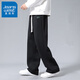 真維斯（JEANSWEST）休閑褲男士春夏季男褲新款工裝運(yùn)動寬松長褲男褲子垂感彎刀褲闊腿 黒色 3XL 建議160-175斤