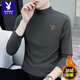 花花公子（PLAYBOY）半高領(lǐng)純棉男士長(cháng)袖t恤加絨加厚秋衣外穿高檔內搭中領(lǐng)打底衫上衣 YPC6153碳灰色【款】 加絨 XL 【建議130-145】