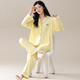 貓人（MiiOW）純棉睡衣女士2025年新款100%全棉秋冬季家居服可外穿大碼長(cháng)袖套裝 杏黃色【100%新疆棉親膚柔軟】 XL 【推薦165-170cm/110-130斤】