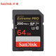 三星（SAMSUNG）PROPlus藍卡 SD儲存卡 U3 V30 高速專業(yè)數(shù)碼相機單反內(nèi)存卡 支持高清4K錄制 讀180MB/s寫130MB/s SD至尊極速200M（英文包）64G