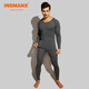 INSMANX男士緊身美體內衣男士保暖套裝塑身塑形打底秋衣秋褲長(cháng)袖長(cháng)褲套裝 灰色 S