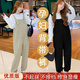 莞潔春秋孕婦背帶褲新款小個(gè)子春夏透氣修身孕婦連體褲套裝春秋長(cháng)闊腿 橄欖綠褲單件【春夏透氣薄款】 L碼【建議115-130斤】
