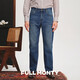 FULL MONTY寬松直筒五袋水洗牛仔褲男士高腰休閑長(cháng)褲秋冬季 中藍色7862 S