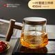 雍財茶杯個人專用玻璃杯三件套耐熱茶水分離泡茶杯家用過濾花茶杯 【450ml】一葉菩提【木蓋木把】
