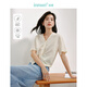 茵曼（INMAN）涼感苧麻襯衫2025夏季女裝新款扭結V領(lǐng)松緊下擺顯瘦氣質(zhì)襯衣 杏色 L