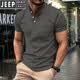 JEEP SPIRIT2026新款美式復古T恤男歐美夏季純色短袖男士時尚亨利領打底上衣 灰色 L 尺碼偏大點