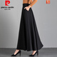 皮爾卡丹（pierre cardin）【多款】跳舞裙女2022春秋新款復古印花半身長(cháng)裙女高腰大擺大尺碼 F9黑色 XL 腰圍：2.4-2.6尺