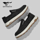 七匹狼男鞋秋季2025新款帆布鞋男薄款透氣軟底套腳豆豆鞋輕便一腳蹬男鞋 黑色 41