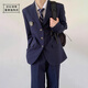 木村叔dk日系制服西裝外套男士春季中長(cháng)款西服紺色西服男西服套裝 紺色西服外套（僅西服）MCS03 XL