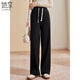 她享加絨休閑褲女冬季雪尼爾加絨闊腿褲拖地長(cháng)褲保暖直筒褲T144R2004