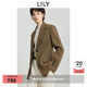 LILY100%羊毛2025冬新款復(fù)古老錢風(fēng)加厚氣質(zhì)通勤咖啡色西裝外套女 710咖啡 M