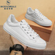 洛克華菲（Rock Fairwhale）修腳男鞋新款秋季透氣真皮板鞋透氣男士運動(dòng)休閑鞋韓版小白鞋潮 白色 40