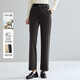 茵曼文藝復古燈芯絨直筒褲女潮流冬通勤高腰顯瘦休閑闊腿褲 黑灰色 27