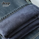 JEEP SPIRIT吉普牛仔褲男冬季加絨戶(hù)外徒步運動(dòng)長(cháng)褲美式復古水洗休閑男士褲子