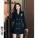 BUTAO長(cháng)袖連衣裙女春秋新款時(shí)尚西裝領(lǐng)收腰顯瘦百褶小個(gè)子短裙 黑色 L