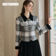 ROEYSHOUSE羅衣氣質(zhì)拼接小香風(fēng)短外套冬季新款時(shí)尚修身粗花呢11510 格子 （外套） L