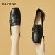 達(dá)芙妮（DAPHNE）單鞋女皮鞋新款女鞋春秋款英倫風(fēng)工作職業(yè)一腳蹬樂福鞋 1028款黑色  跟高3cm 36 (230mm)
