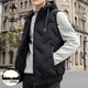 西域駱駝（VANCAMEL）羽絨馬甲男冬季韓版連帽保暖外套白鴨絨背心男裝 黑色 XL 