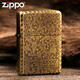ZIPPO正版打火機版盔甲加厚熏銀做舊雙面精鑿咬邊富貴唐草花父親節 熏金咬邊唐草