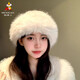 稻草人毛絨蒙古帽子女冬季新款防寒保暖盆帽護耳防風(fēng)毛毛漁夫帽潮流洋氣 米白色 均碼