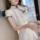 燕潯改良版旗袍蕾絲連衣裙子女裝夏裝2025年新款小個子復(fù)古溫柔初戀裙 杏色 M (建議95-110斤)