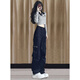 浪莎美式hiphop高街工裝闊腿褲子女秋冬2024新款春秋小個子休閑長褲潮 黑色 L