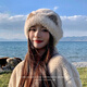 目丸帽子女冬季百搭可愛護(hù)耳毛線帽2024新款秋冬加絨保暖貓耳朵針織帽 米色