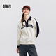 森馬The Beatles聯(lián)名衛衣女polo領(lǐng)字母寬松冬季拼色抓絨上衣復古 白藍色調00318 170/92A/XL