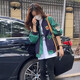 Mad Cortes 港味潮牌撞色拼接寬松棒球服外套女2022春秋新款小個(gè)子休閑潮流拉鏈開衫百搭?yuàn)A克 綠色. L 建議105-120斤