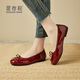 蛋卷鞋小香風(fēng)平底鞋女2024年春秋新款低跟單鞋女軟底蛋卷鞋小眾舒適百搭 紅色 35