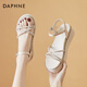 達(dá)芙妮（DAPHNE）涼鞋女外穿夏一字帶羅馬鞋2023夏季新款休閑仙女風(fēng)松糕沙灘涼拖 米色5.2CM  38 (240mm) 標(biāo)準(zhǔn)碼