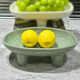 崢野輕奢陶瓷水果盤(pán)客廳茶幾公司前臺高檔歐式果盤(pán)零食盤(pán)干果盤(pán)糖果碗 高腳陶瓷果盤(pán)-牛油果綠色